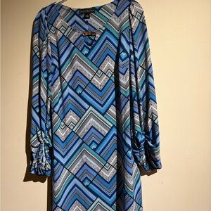 Blue Geometric Patterned Women's Top